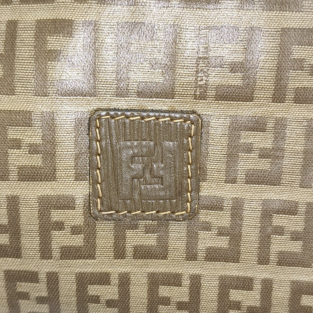 Coated Canvas Clutch Brown