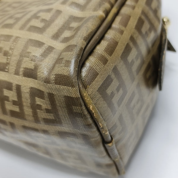 Coated Canvas Clutch Brown
