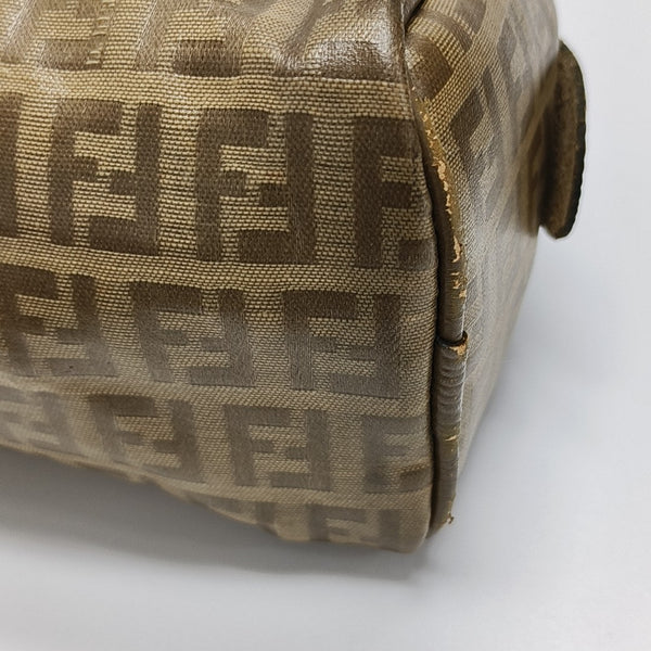 Coated Canvas Clutch Brown