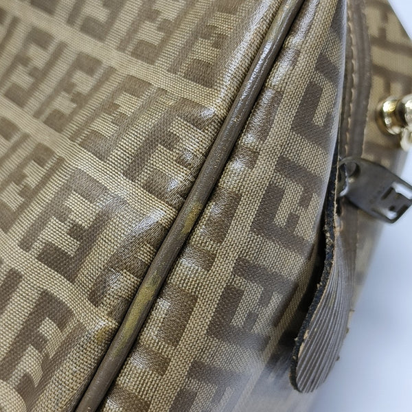 Coated Canvas Clutch Brown