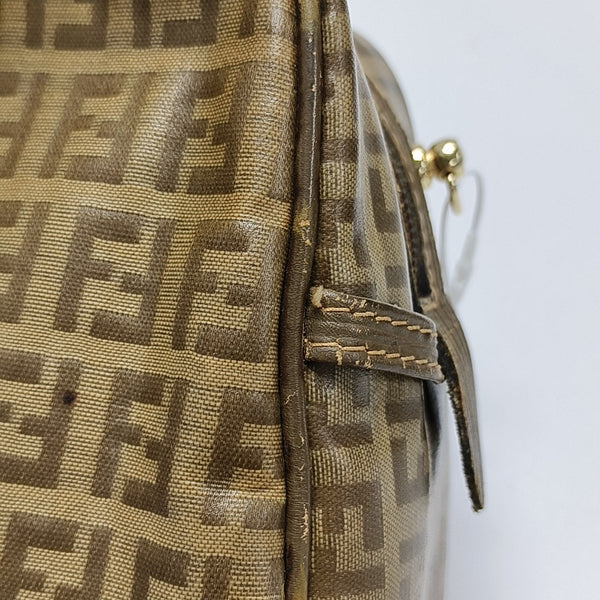 Coated Canvas Clutch Brown