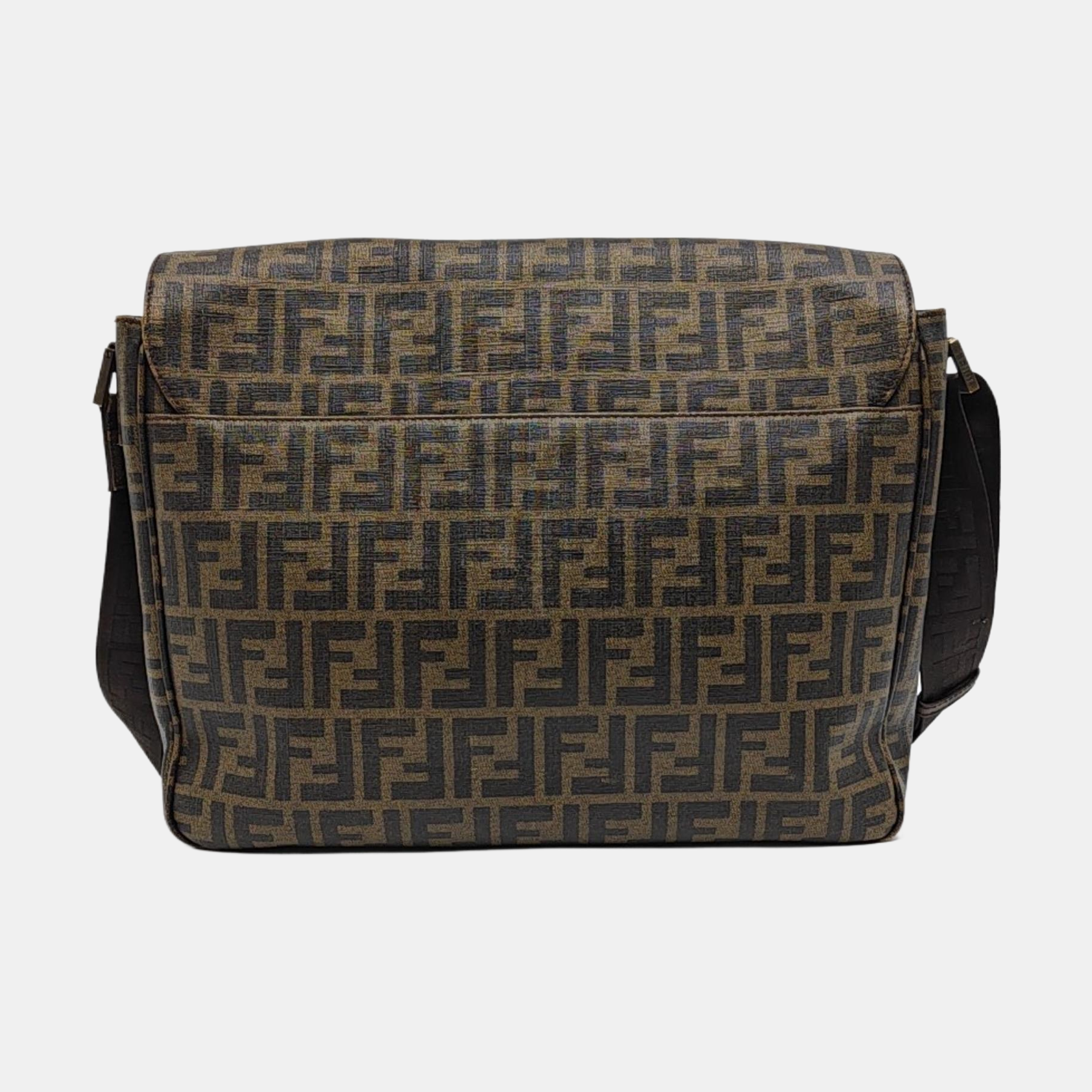 Monogram Coated Canvas Crossbody Bag Brown