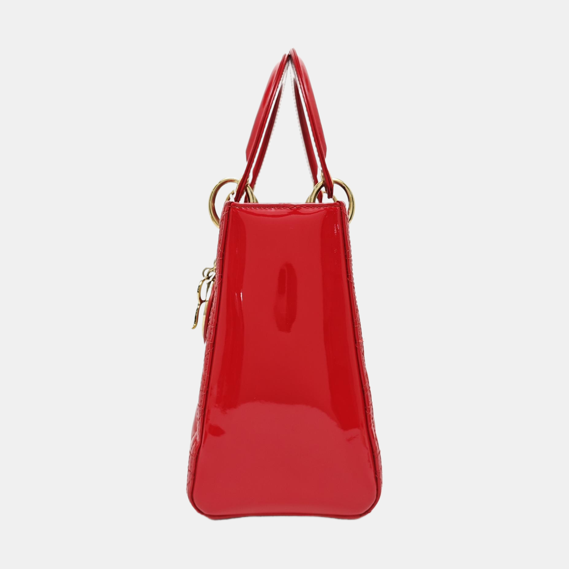 Lady Dior Medium Cannage Patent Leather Red