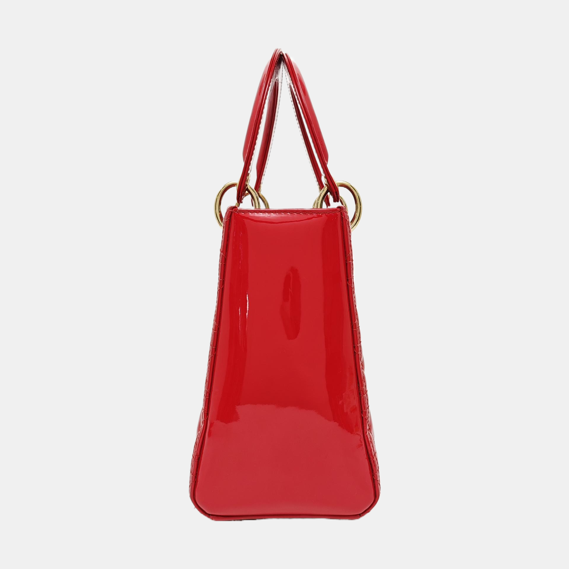 Lady Dior Medium Cannage Patent Leather Red