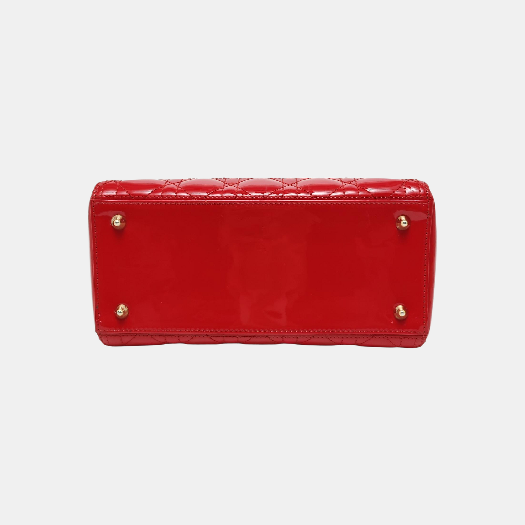 Lady Dior Medium Cannage Patent Leather Red