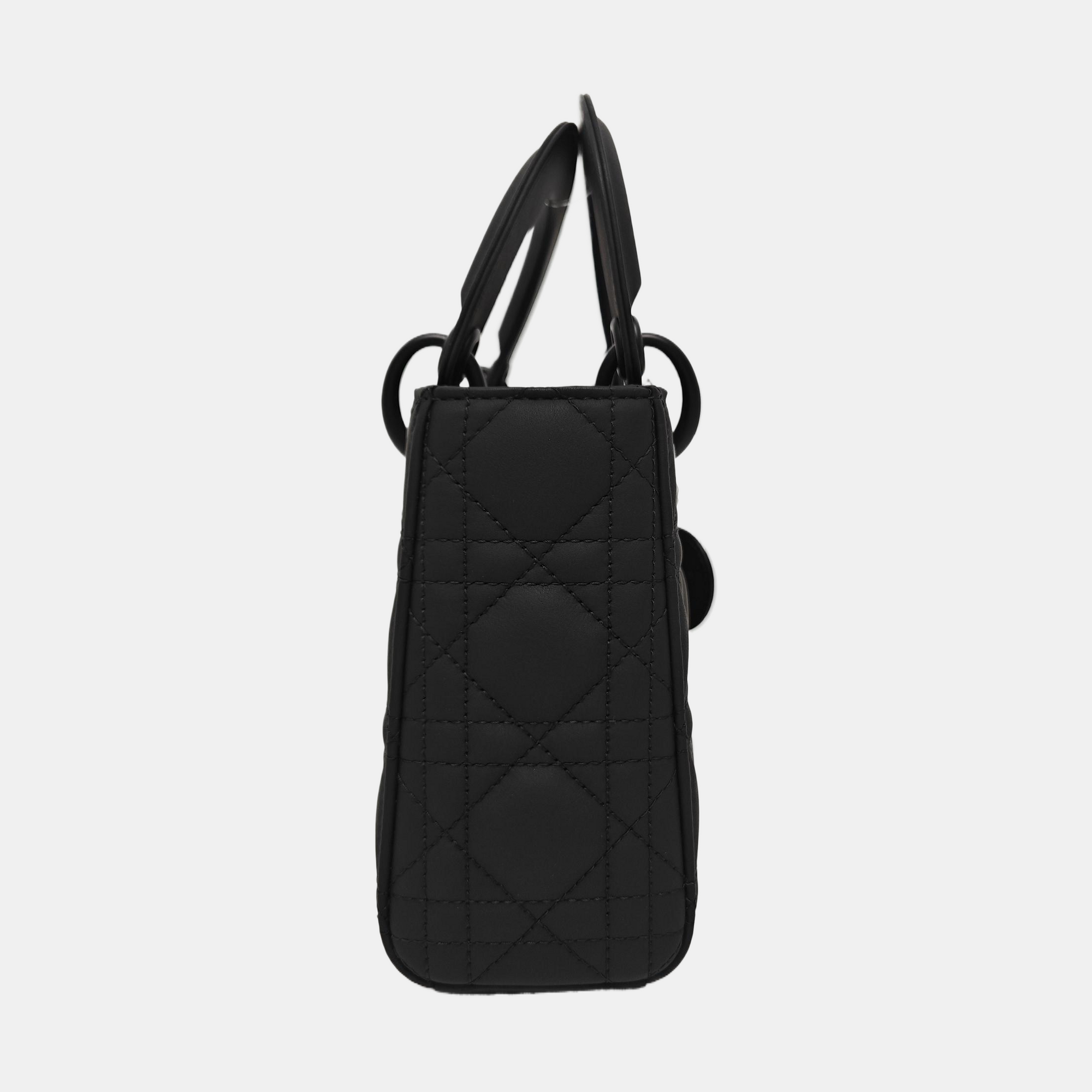 Lady Dior Mini Cannage Calfskin Black