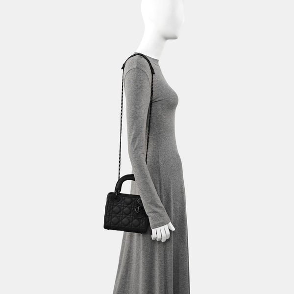 Lady Dior Mini Cannage Lambskin Black