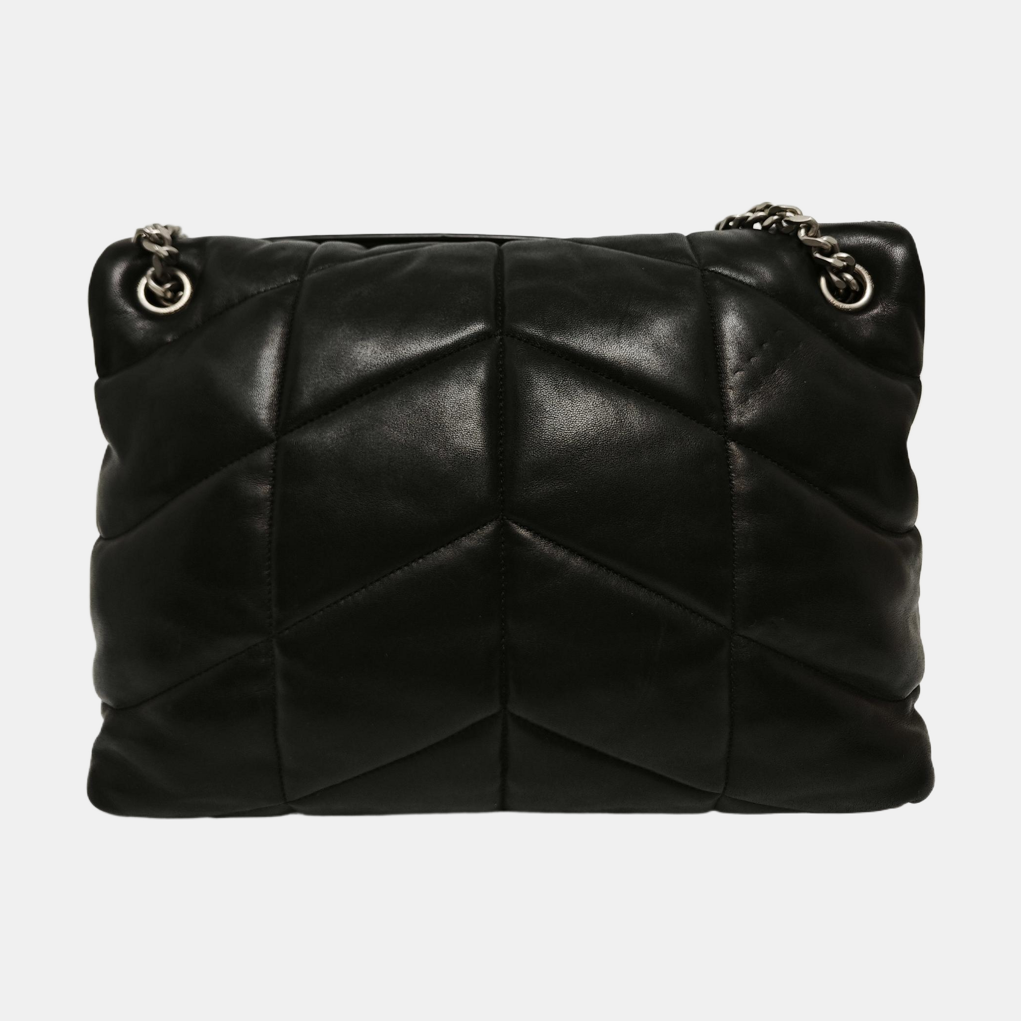 LOULOU Medium Quilted Lambskin Black