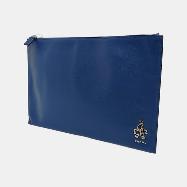 Saffiano Calfskin Clutch Blue