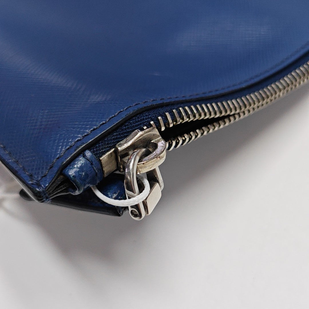 Saffiano Calfskin Clutch Blue