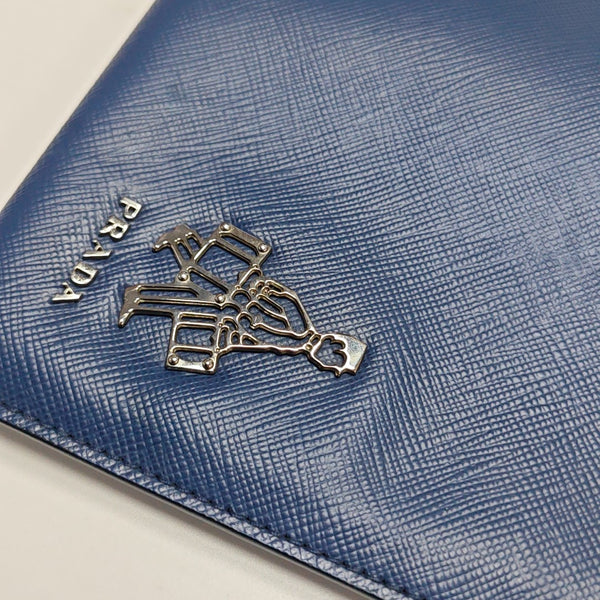 Saffiano Calfskin Clutch Blue