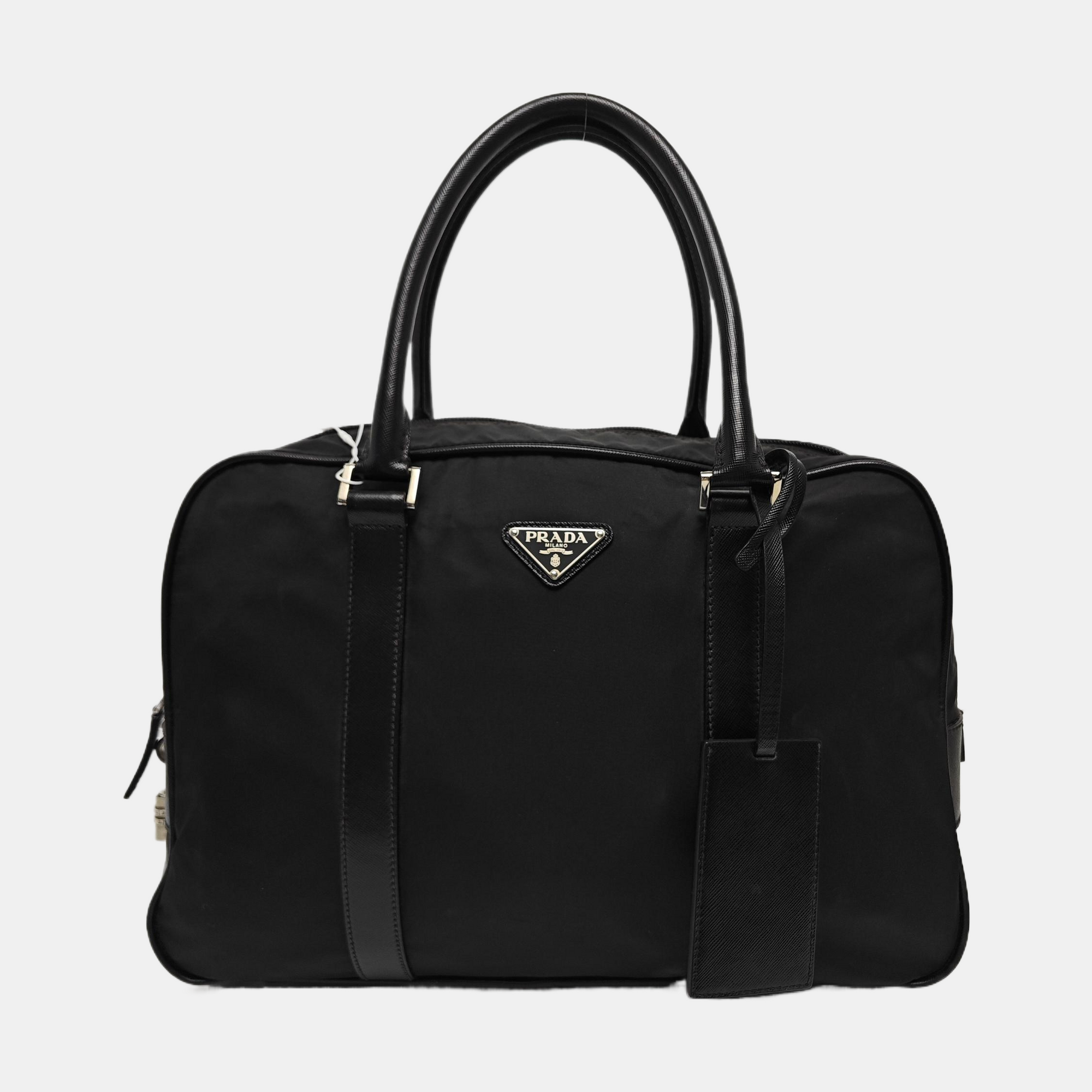 Nylon Top Handle Bag Black