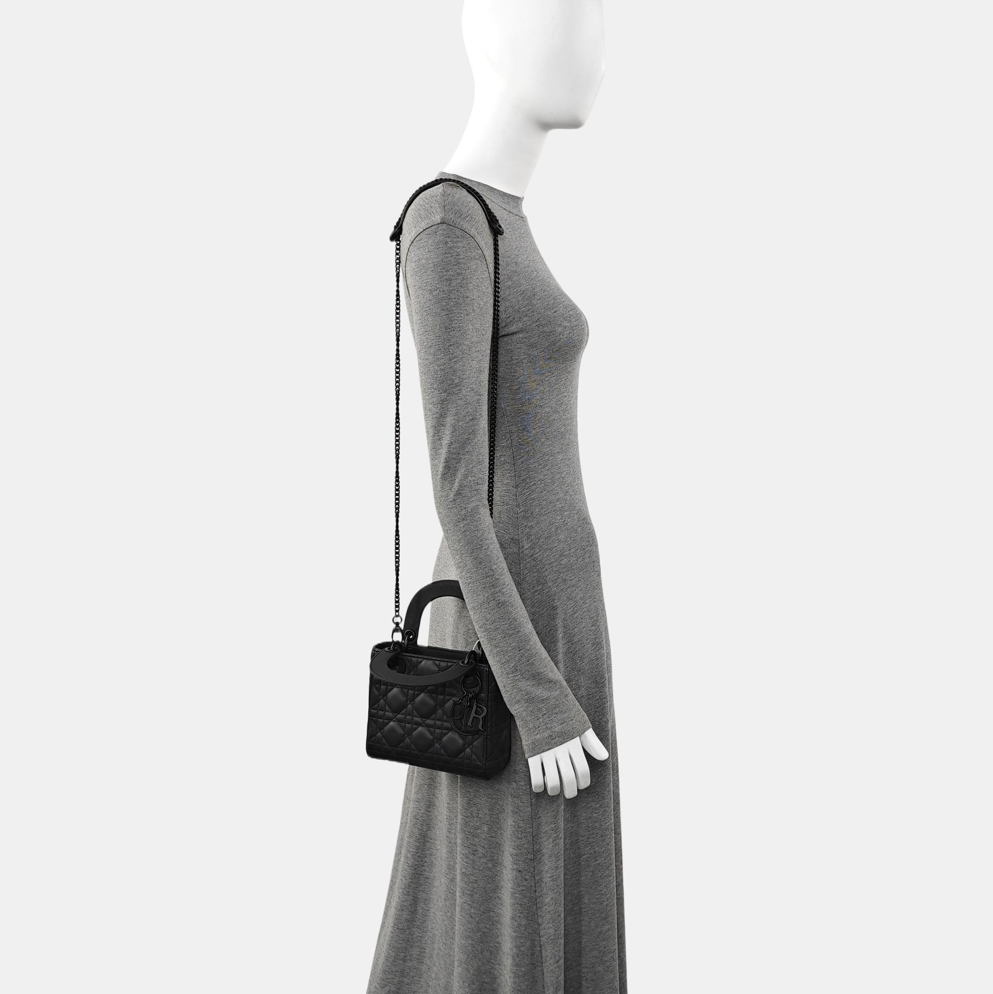 Lady Dior Mini Cannage Lambskin Black