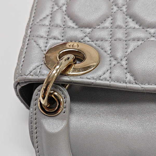 Lady Dior Mini Cannage Lambskin Gray