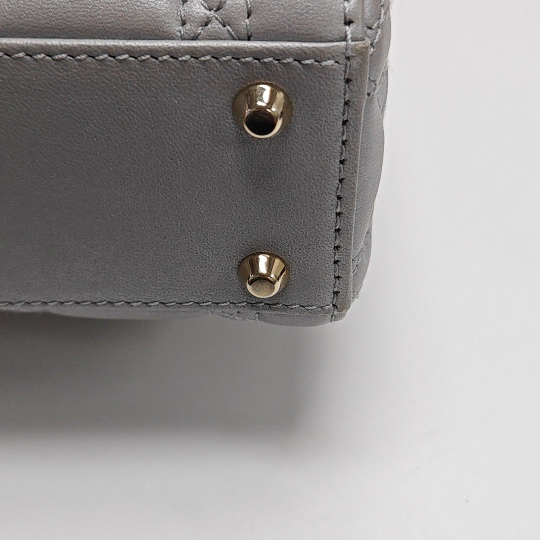 Lady Dior Mini Cannage Lambskin Gray