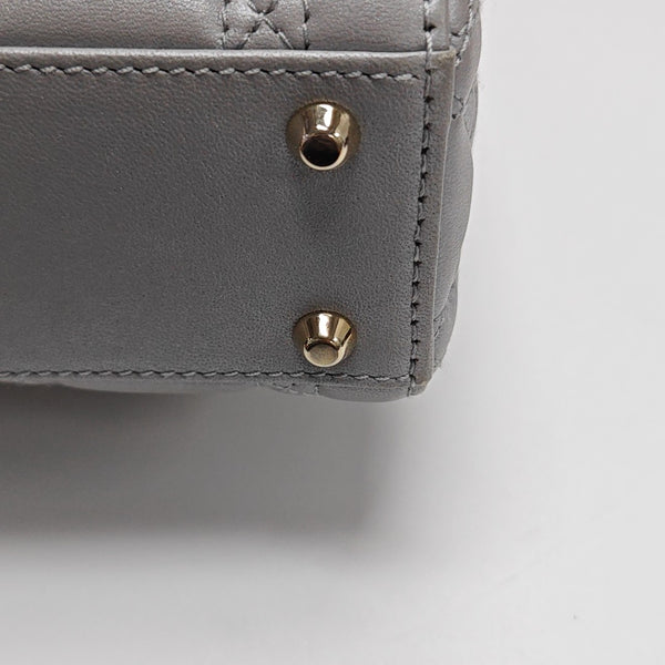 Lady Dior Mini Cannage Lambskin Gray