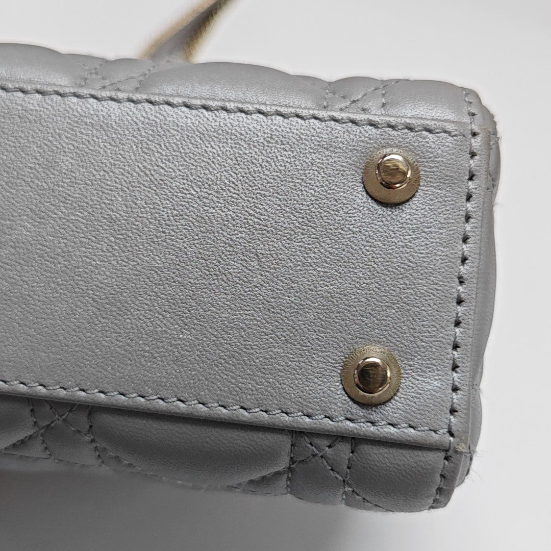 Lady Dior Mini Cannage Lambskin Gray