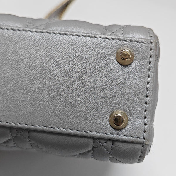 Lady Dior Mini Cannage Lambskin Gray
