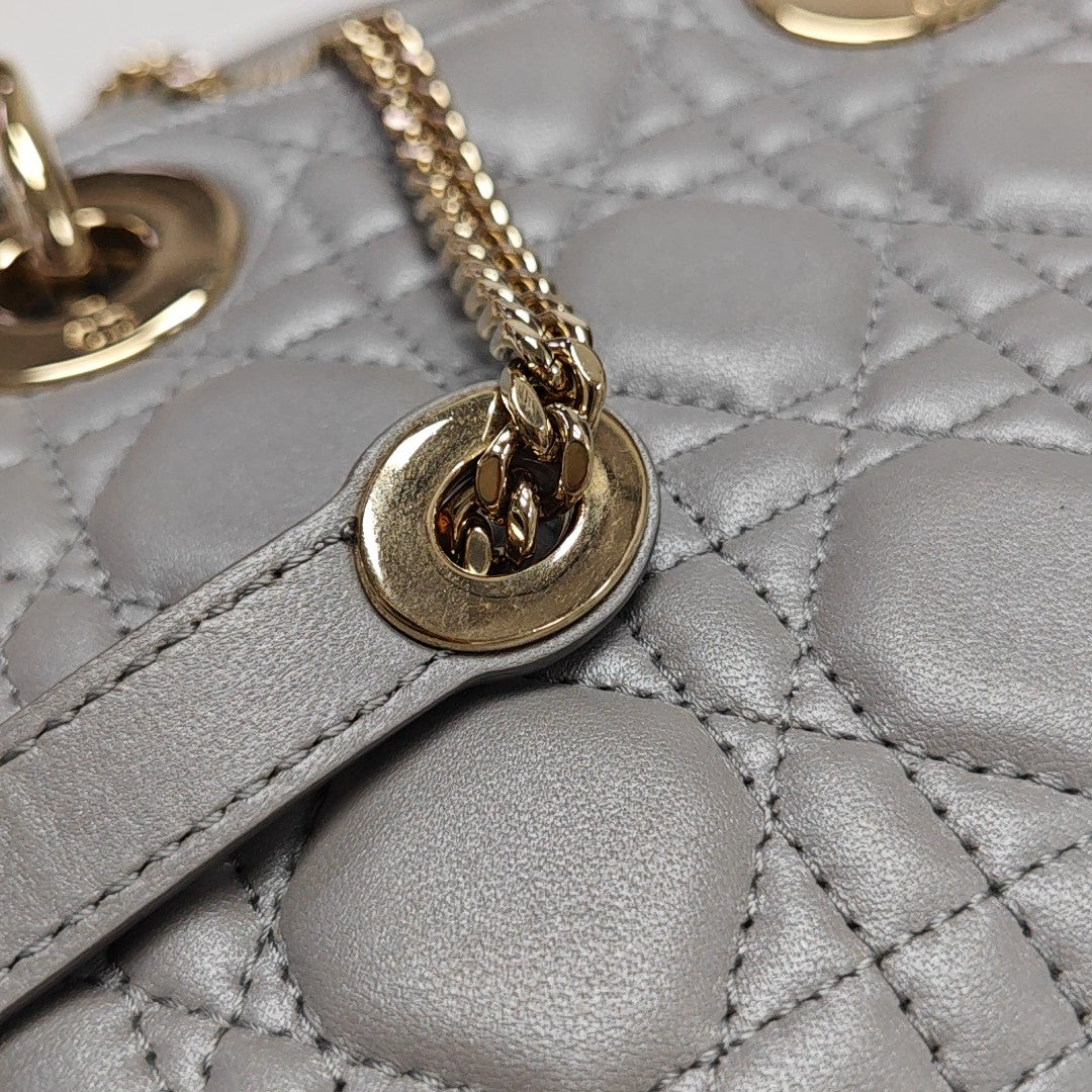 Lady Dior Mini Cannage Lambskin Gray
