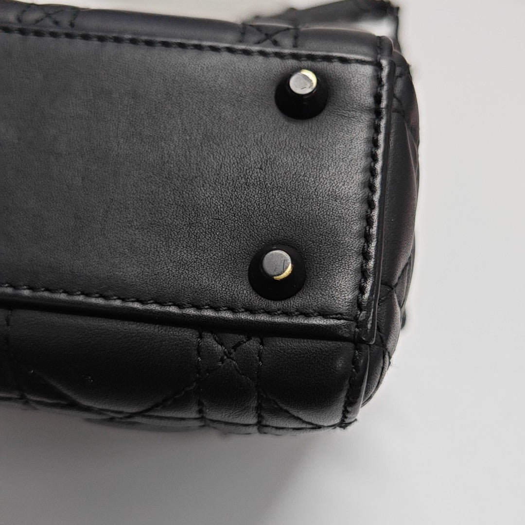 Lady Dior Mini Cannage Lambskin Black