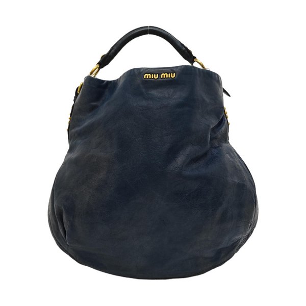 Leather Top Handle Bag Blue