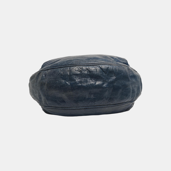 Leather Top Handle Bag Blue