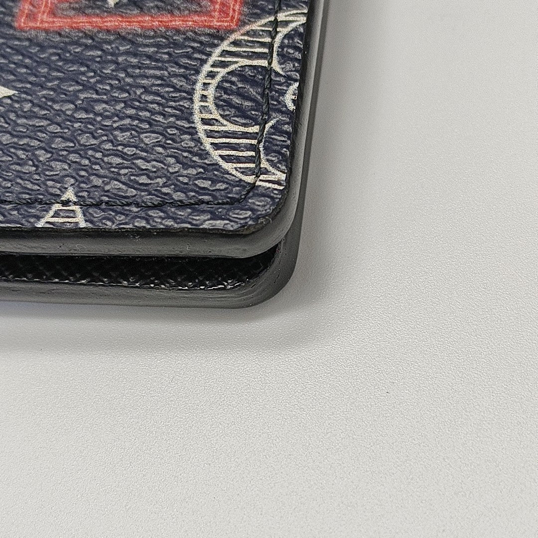 Monogram Coated Canvas Card Holder Blue