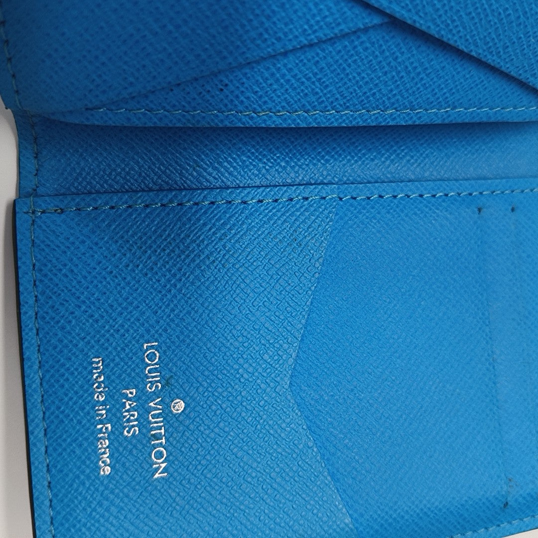 Coated Canvas Card Holder Blue