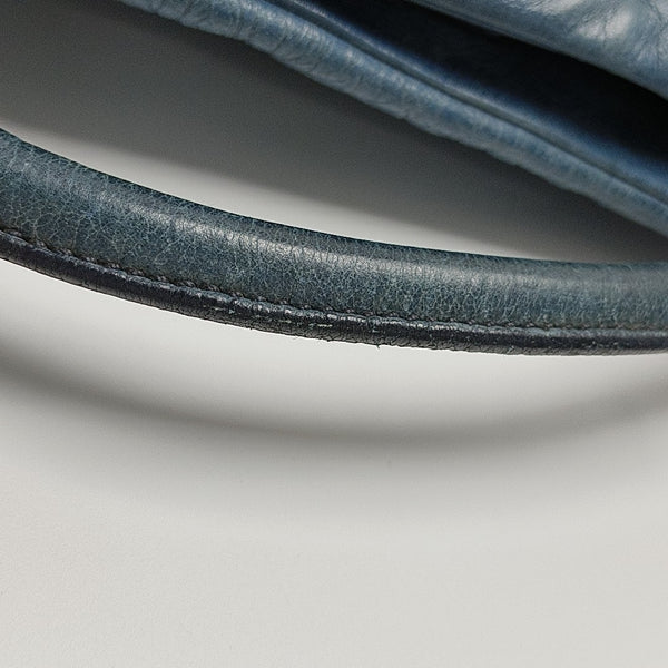 Leather Top Handle Bag Blue