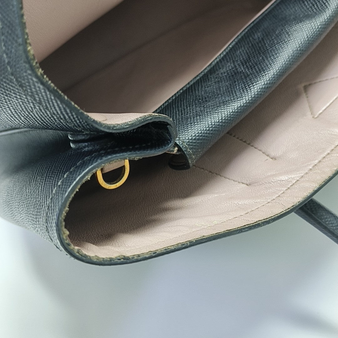 Double Large Saffiano Calfskin Black