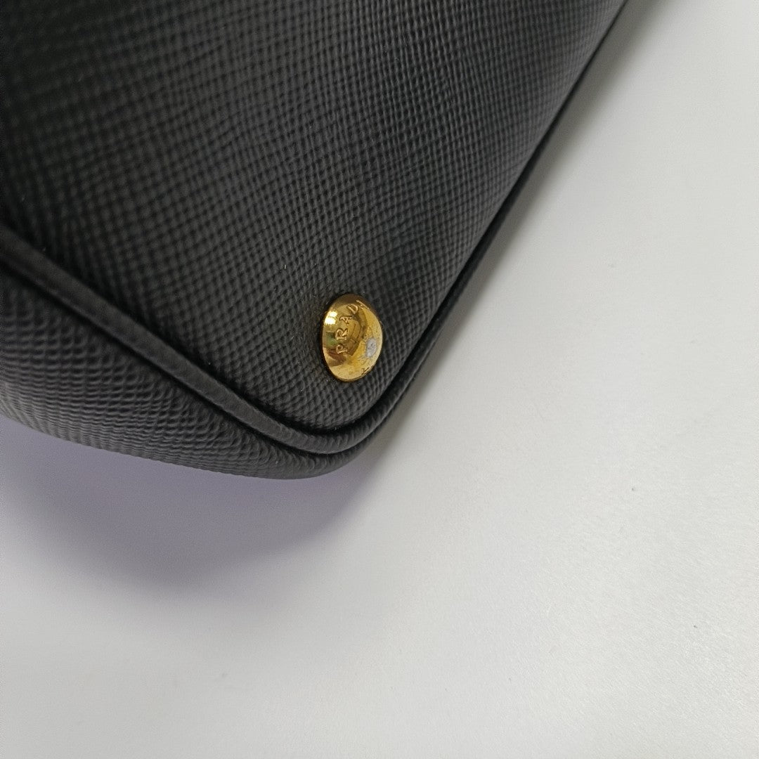 Double Large Saffiano Calfskin Black
