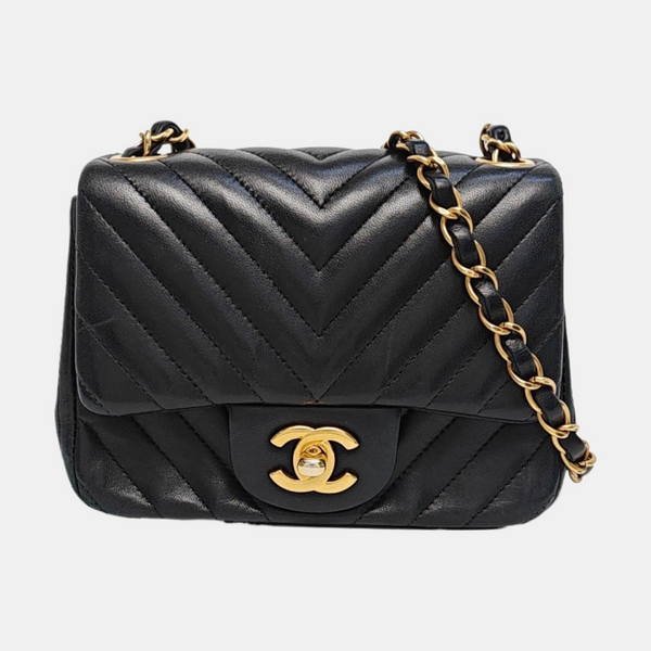 CLASSIC FLAP Mini Chevron Lambskin Black
