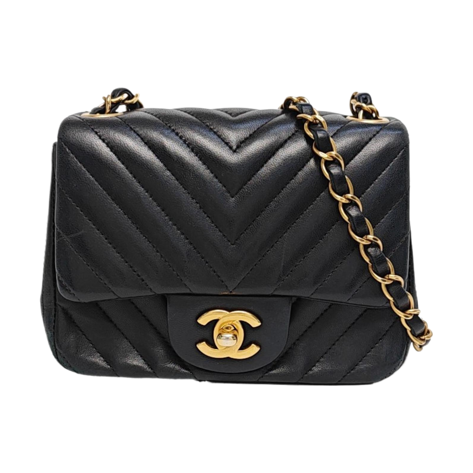 CLASSIC FLAP Mini Chevron Lambskin Black