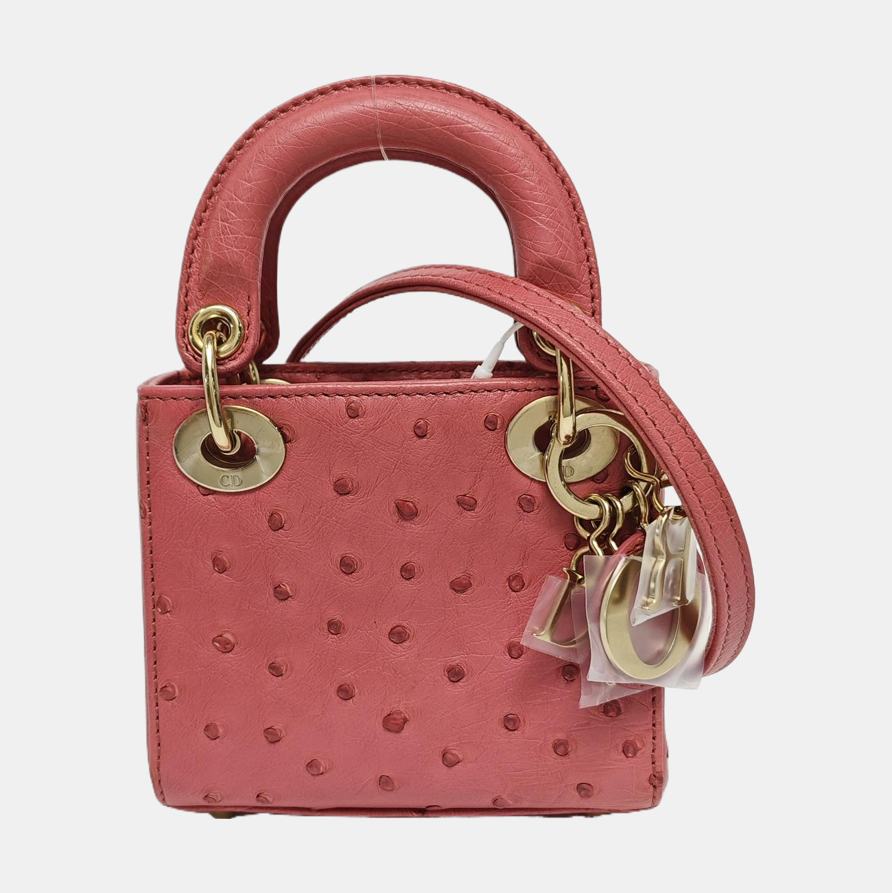 Lady Dior Super Mini Ostrich Red