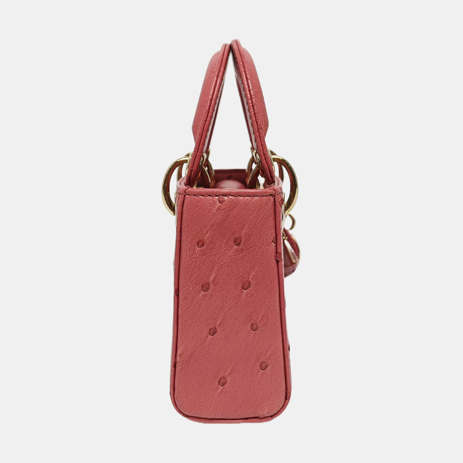Lady Dior Super Mini Ostrich Red