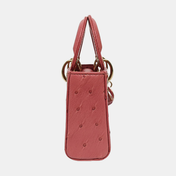 Lady Dior Super Mini Ostrich Red
