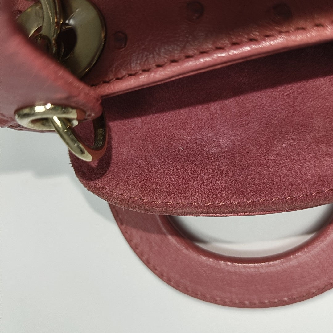Lady Dior Super Mini Ostrich Red