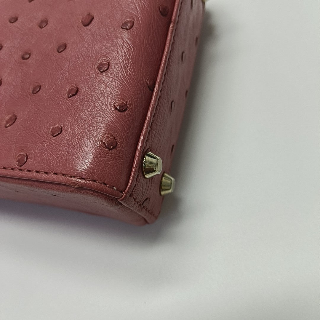 Lady Dior Super Mini Ostrich Red