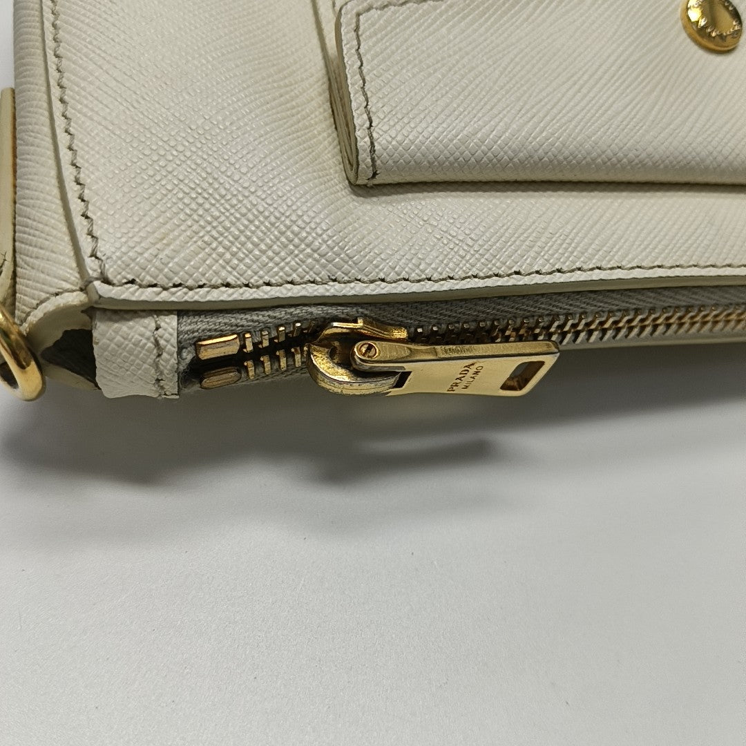Saffiano Calfskin Shoulder Bag White