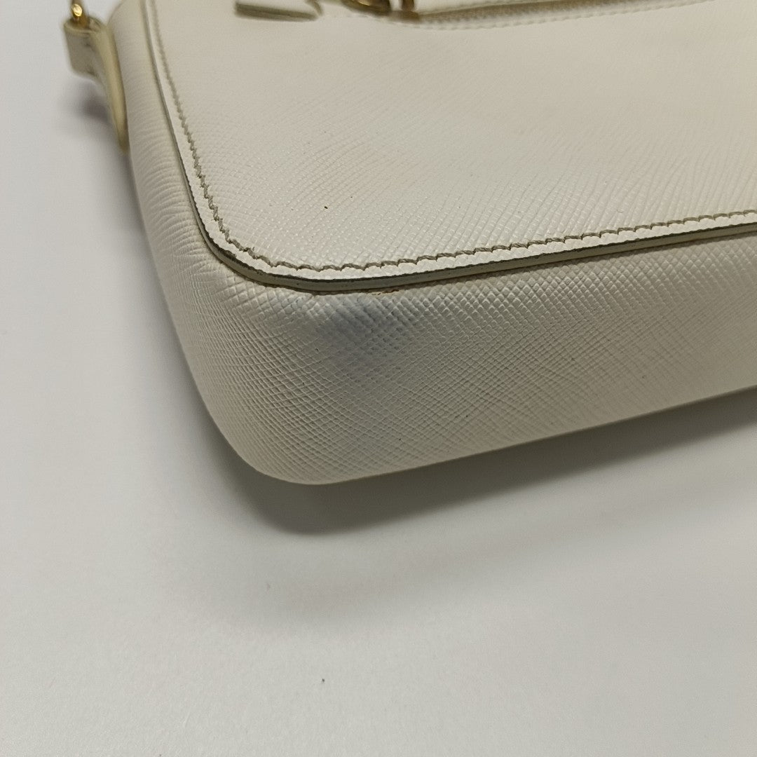 Saffiano Calfskin Shoulder Bag White