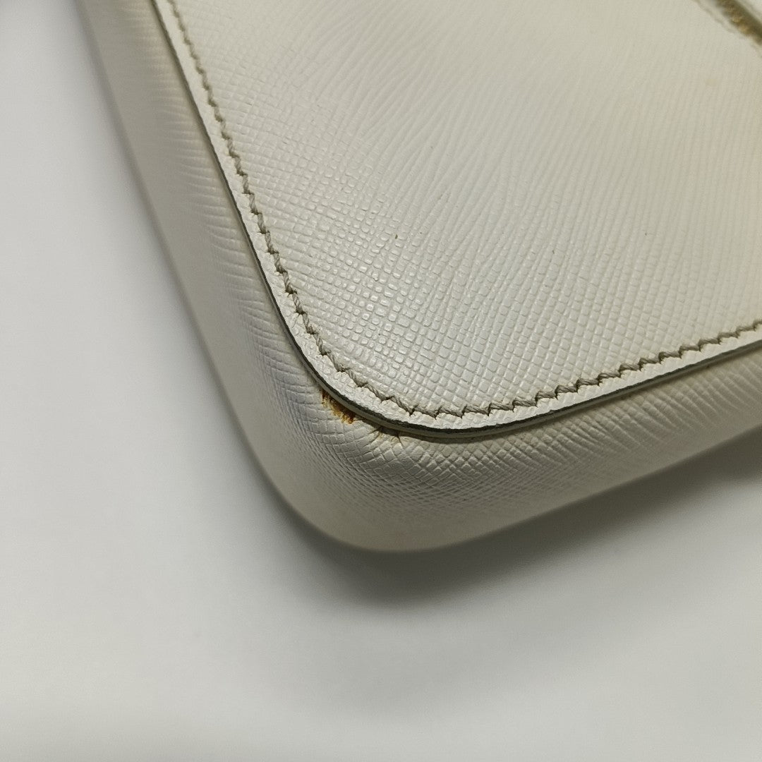 Saffiano Calfskin Shoulder Bag White