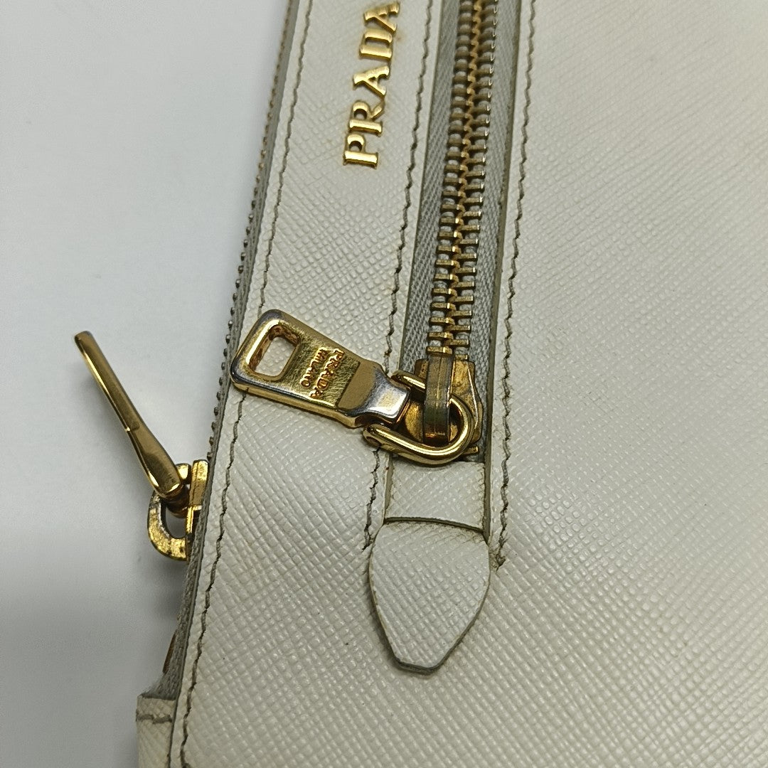 Saffiano Calfskin Shoulder Bag White