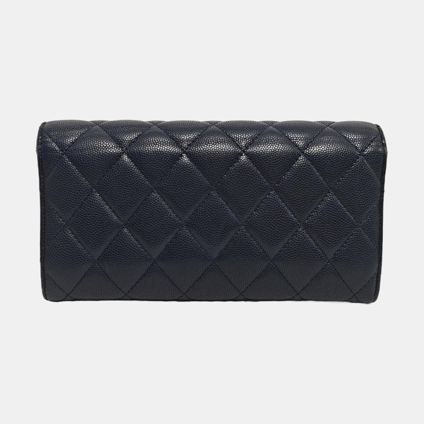 Quilted Grained Calfskin Wallet Blue