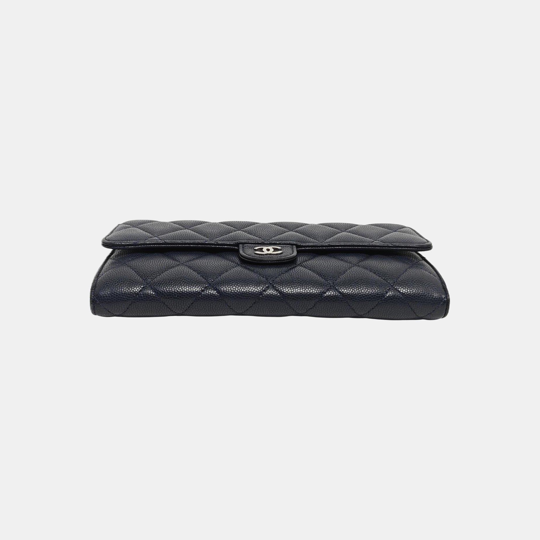 Quilted Grained Calfskin Wallet Blue