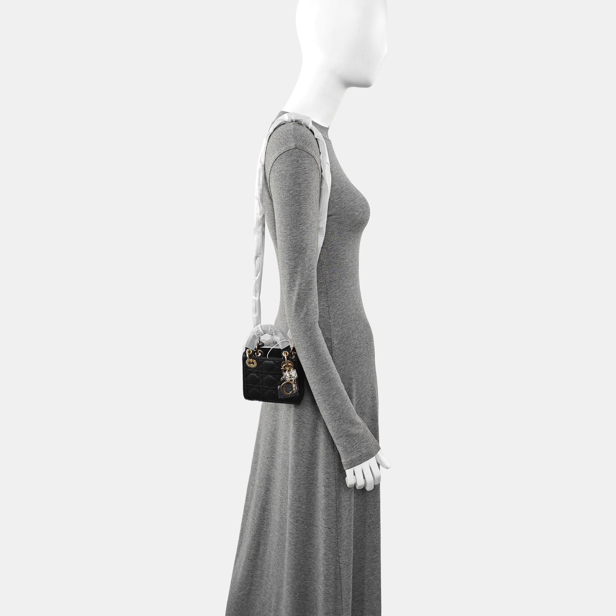 Lady Dior Super Mini Cannage Lambskin Black