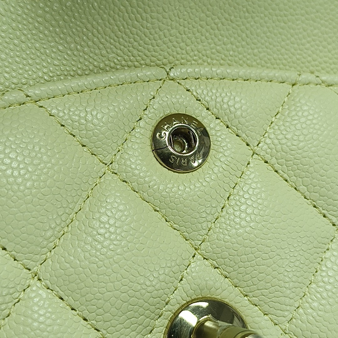 CLASSIC FLAP Small Quilted Grained Calfskin Yellow