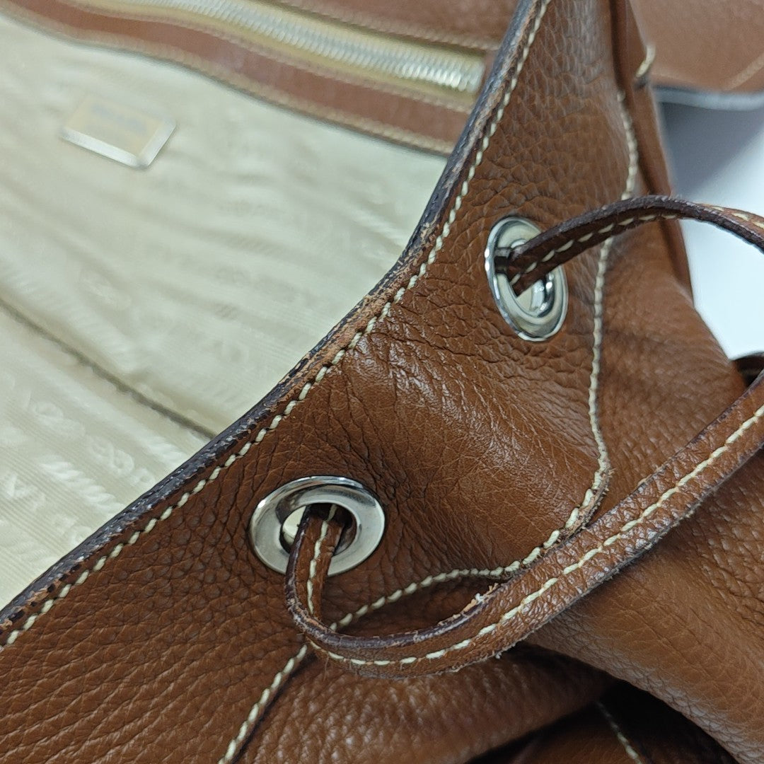 Calfskin Top Handle Bag Brown