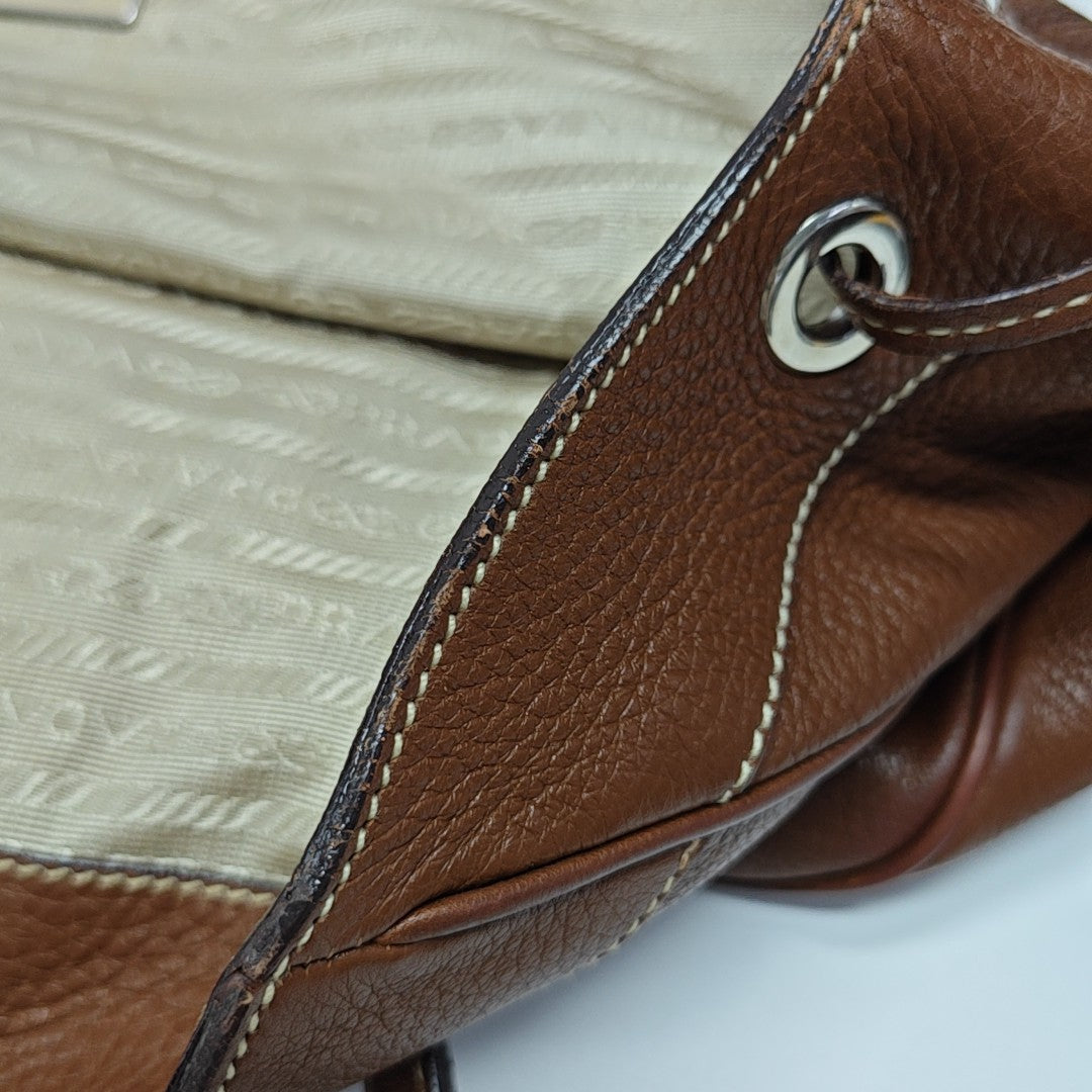 Calfskin Top Handle Bag Brown