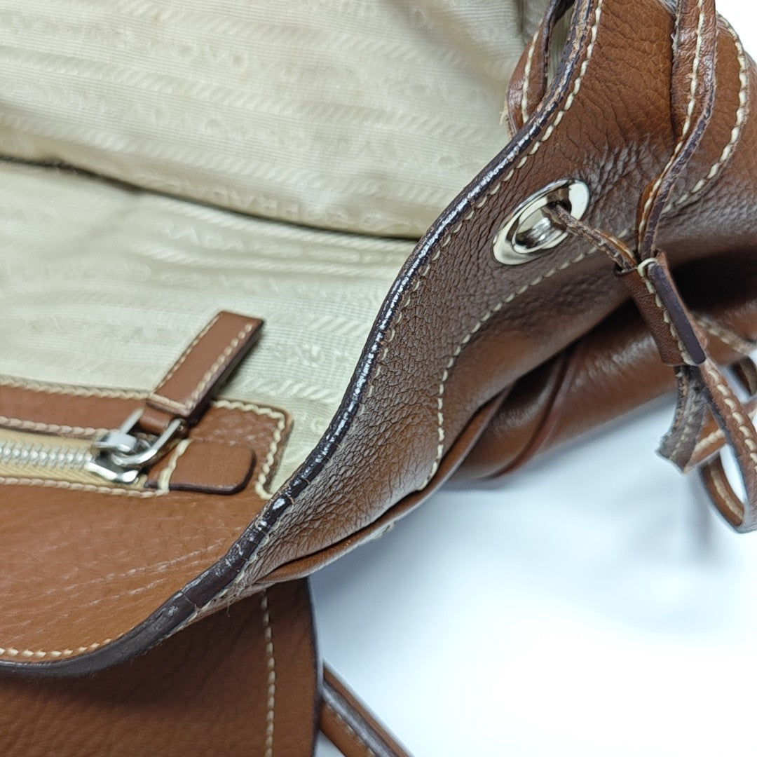 Calfskin Top Handle Bag Brown