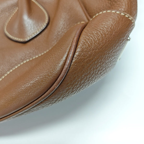 Calfskin Top Handle Bag Brown